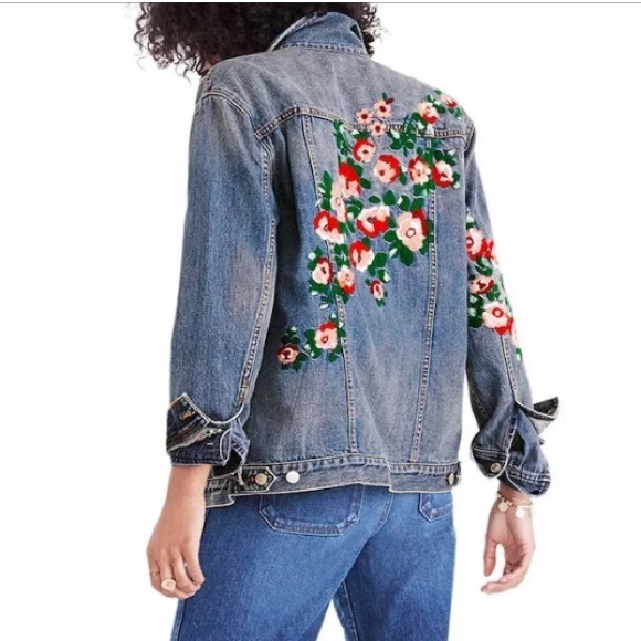 denim jacket floral embroidery